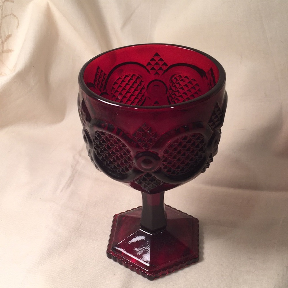 Vintage Avon pressed glass red small wine glass